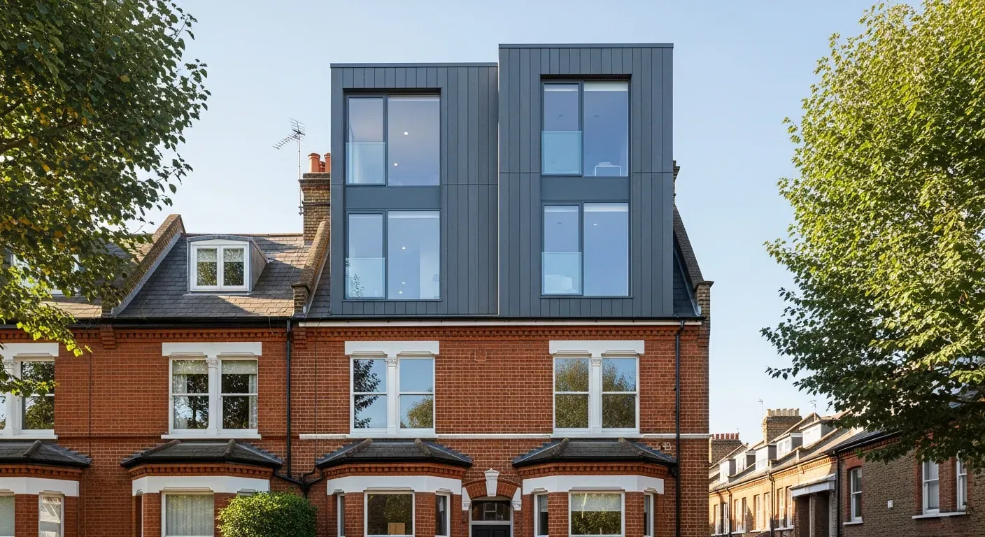 Contemporary multi-story residential addition demonstrating high-end structural integration and modern urban aesthetics